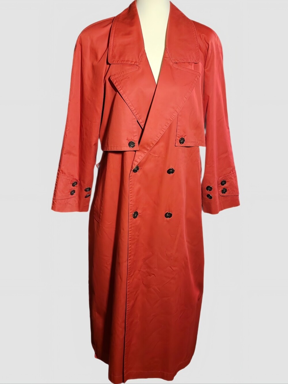 Vintage 70s Fashion House Sanyo Cotton Raincoat Trench Cape-Back Coat Sz 8 Korea